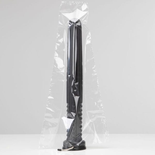 Hygiënezakken Doff 'n Donner – 50 stuks in transparante, gesealde verpakking, zijaanzicht op neutrale grijze achtergrond.