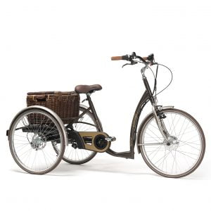 Elektrische driewielfiets Vintage met rieten mand