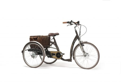 Elektrische driewielfiets Vintage met rieten mand