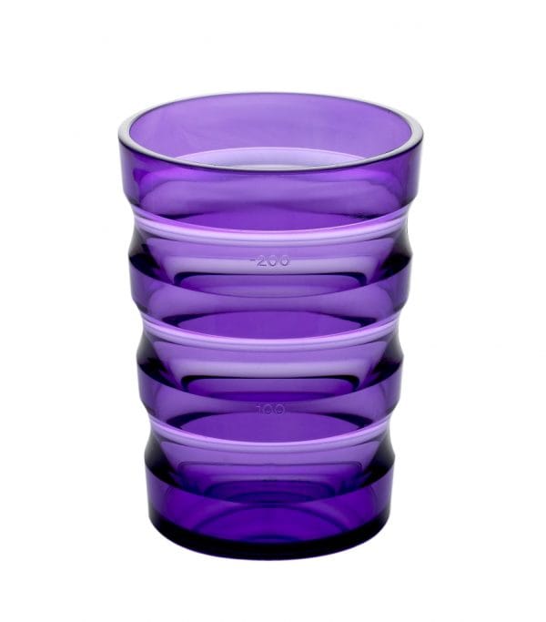 Drinkbeker SureGrip in 2 kleuren transparant en paars.