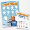 Stickerposter met de superheld stickers voor de rodger plaswekker