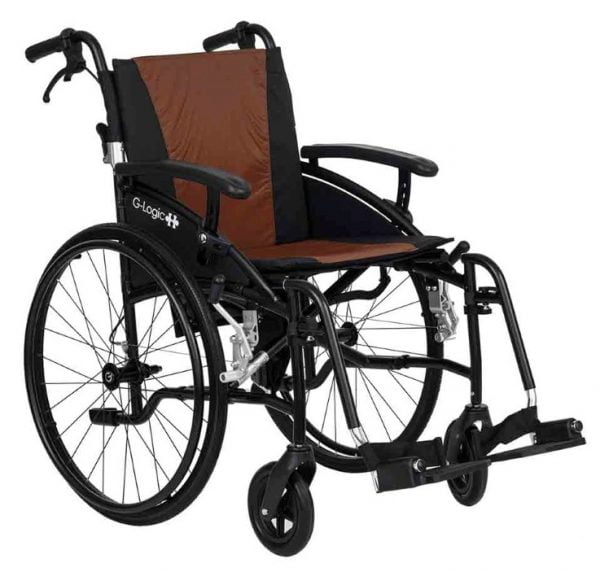 rolstoel Excel G-Logic in de bekleding kleur bruin/zwart