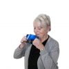 handycup met handvatten en oplopende rand in blauw en voorbeeld vrouw
