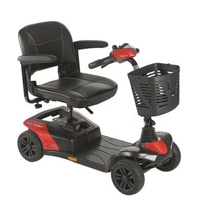 Scootmobiel colibri 4 van het merk Invacare in de kleur rood