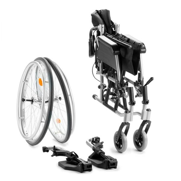 Multi Motion lichtgewicht rolstoel aluminium uit elkaar gehaald