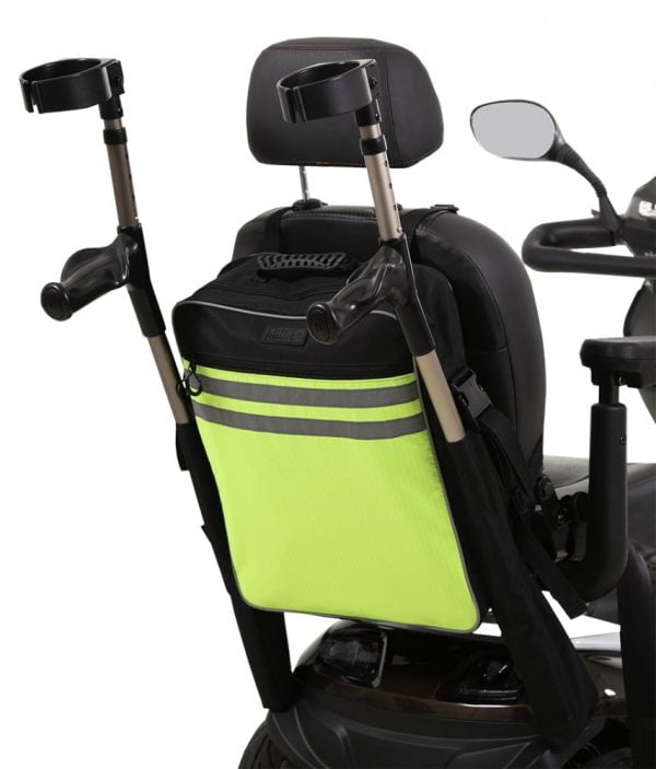 Tas Splash met krukkenhouders voor rolstoel of scootmobiel. in kleur geel High Visibility