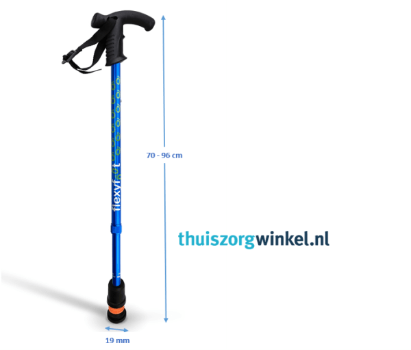 Flexyfoot wandelstok met zwart handvat van Thuiszorgwinkel.nl
