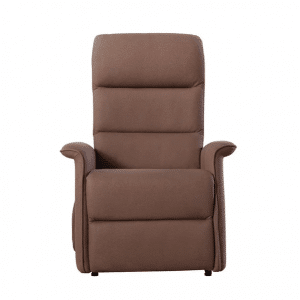 Sta-op stoel Torino waarvan de rugleuning en beensteun apart zijn te bedienen. Kleur bruin in rechte stand