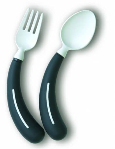 lepel_bestek_gebogen_linkshandig_thuiszorgwinkel.nl_zwart gebogen bestek in de kleur zwart