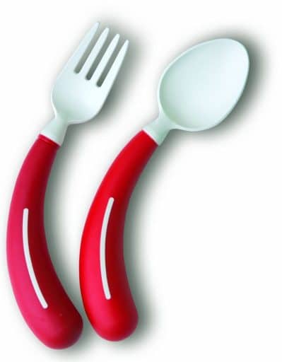 lepel_bestek_gebogen_rechtshandig_thuiszorgwinkel.nl_rood_2 Henro-Grip® Bestek - lepel en vork kleur rood