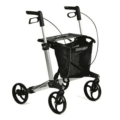 Gemino 30 rollator ontwikkeld voor mensen met Parkinson met vertraagd remsysteem en laserstraal