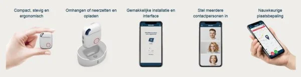 BBrain personenalarm voor noodoproep, klein en makkelijk om te hangen en met app voor de ontvangers