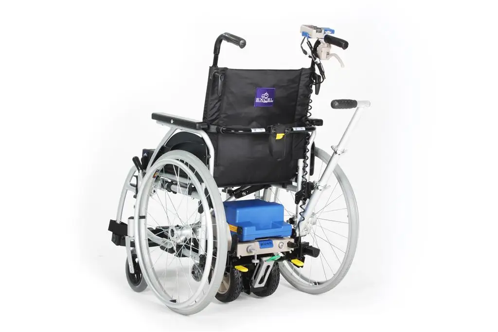 Excel Compact Rolstoel Rij en duwondersteuning zichtbaar onder rolstoel