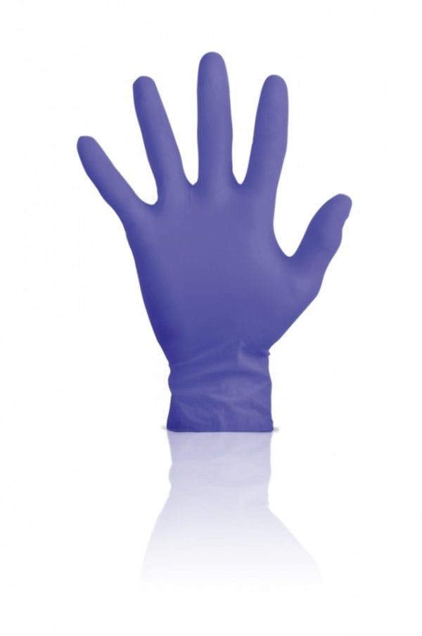 Klinion nitril onderzoekshandschoen poedervrij in blauw, latexvrij en geschikt voor medisch gebruik met goede grip