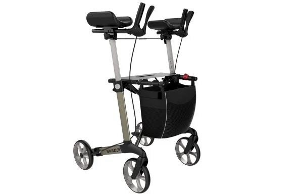 Rollator Rehasense Navigator met armschalen in de kleur champagne