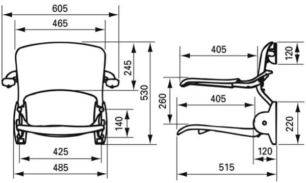 Linido douchezitje met opklapbare armleuningen kleur grijs tekening