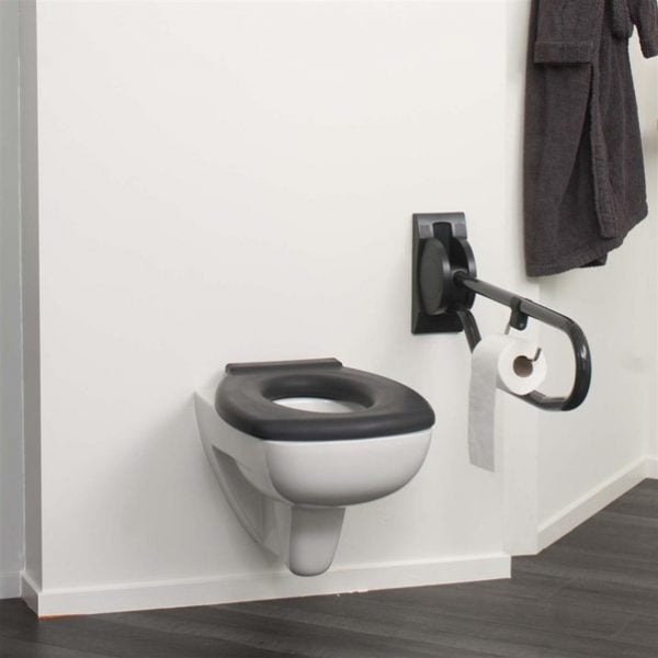 Toiletbeugel Linido uit te breiden met hulppootset en toiletrolhouder kleur antraciet voorbeeld