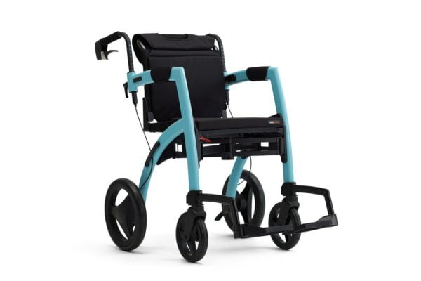 Rolstoel en rollator in een in de kleur blauw uitvoering rolstoel