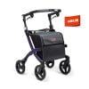 Rollator Rollz Flex 2 met zachte wielen en een extra grote boodschappentas in de kleur donkerpaars