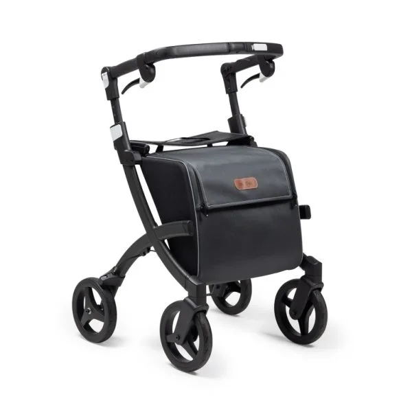 Rollator Rollz Flex 2 met zachte wielen en een extra grote boodschappentas in kleur matzwart