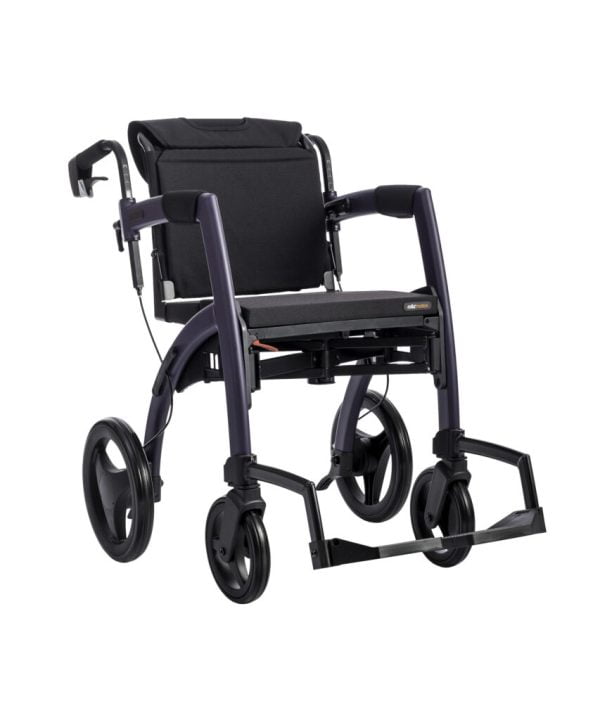 Rolstoel en rollator in een in de kleur donker paars uitvoering rolstoel