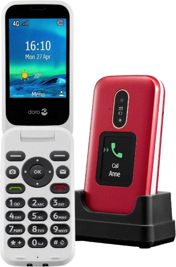 Doro 6880 telefoon in de kleur rood van Thuiszorgwinkel.nl