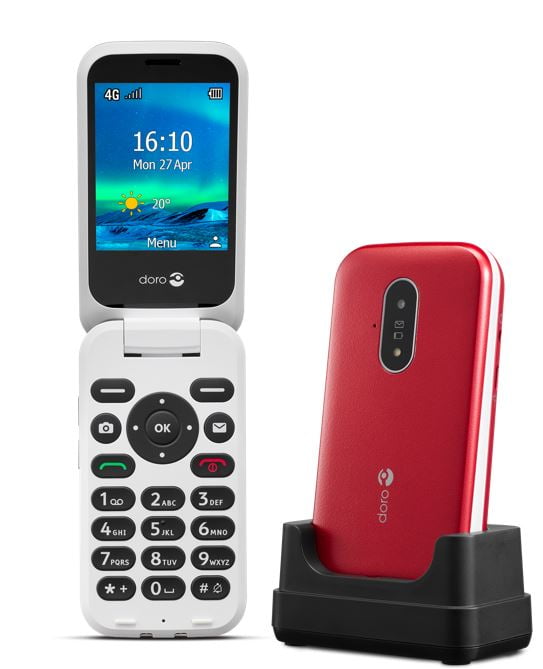 Doro mobiele klaptelefoon kleur rood en zwart