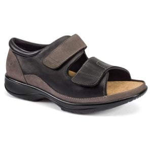 Stijlvolle sandaal in de schoenbreedte maat L in de kleur zwart met bruin