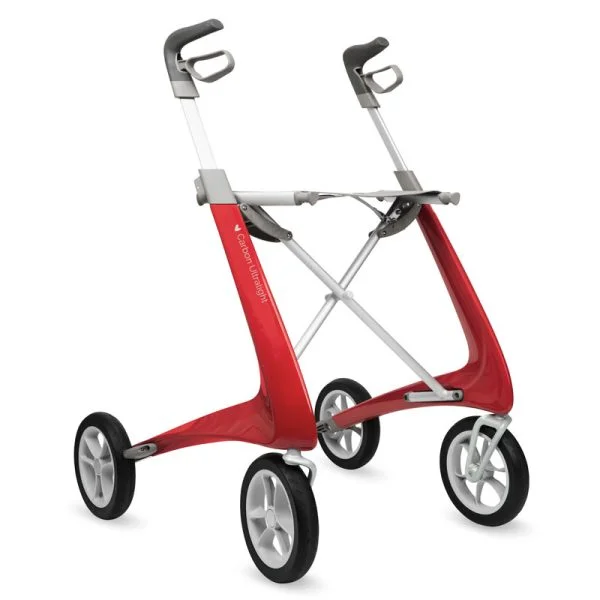 carbonrollator Ultra Light van het merk By Acre in de kleur rood