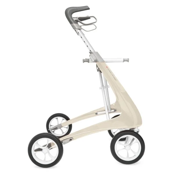 carbonrollator Ultra Light van het merk By Acre in de kleur beige bezien vanaf zijzijde