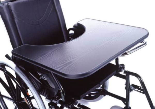 werkblad voor de rolstoel Inovys in kleur zwart dat wegklapbaar is