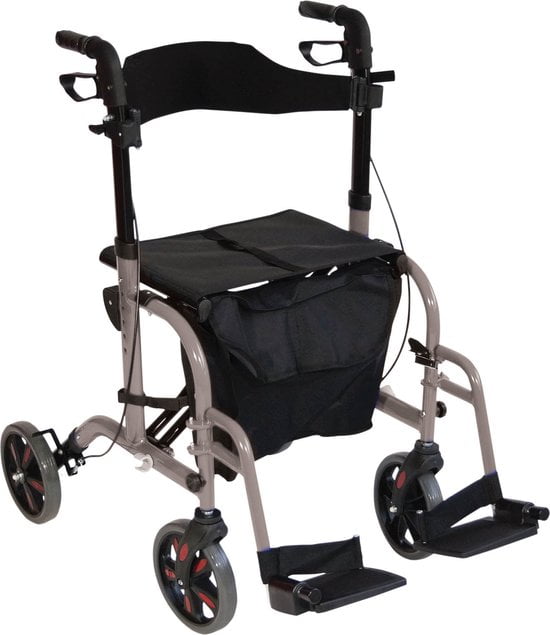 Aidapt VP184 rolstoel en rollator in een. In de kleur grijs van Thuiszorgwinkel.nl