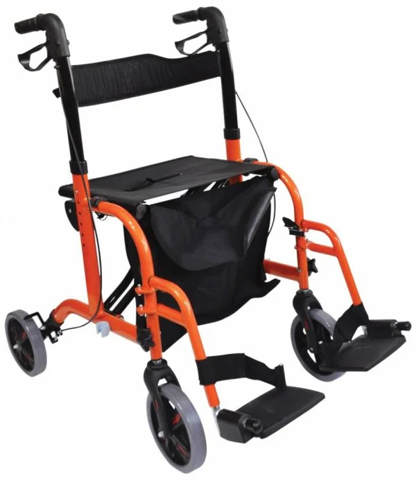 Aidapt VP184 rolstoel en rollator in een. In de kleur oranje van Thuiszorgwinkel.nl