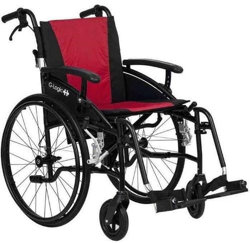 rolstoel Excel G-Logic in de bekleding kleur rood/zwart