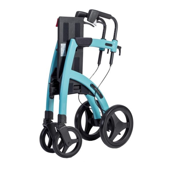 rollator rollz motion 2.1 zonder rolstoelpakket in kleur blauw ingeklapt