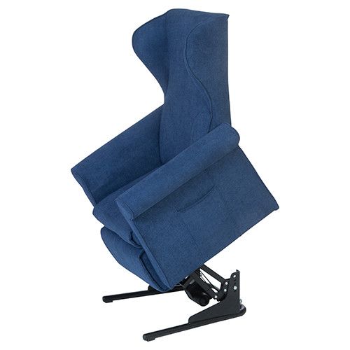 Doge Dumbo sta-op stoel in de kleur blauw te bestellen in vele materialen en stoffen in sta-op stand