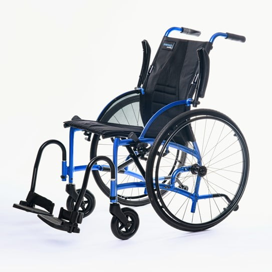 Strongback rolstoel 24 met optimale optimale zitcomfort in kleur blauw, beeld van opzij