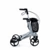 Lichtgewicht rollator Gemino 20 in zilver met vier wielen, mandje en duwbeugel voor dagelijks veilig lopen