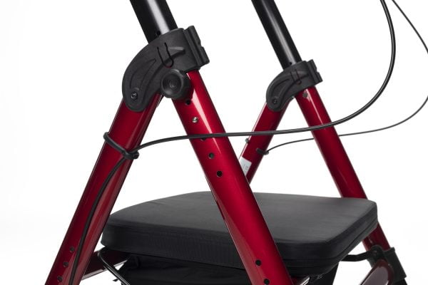 Goliat Atro rollator met armschalen voor gewicht tot 200 kg in de kleur rood in hoogte verstelbare zitting