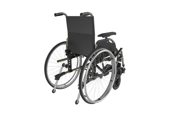 Icon 40 verstelbare lichtgewicht rolstoel van het merk Rehasense bezien van achterzijde
