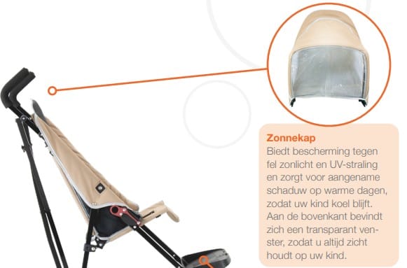 De zonnekap van de Elise Travel Buggy