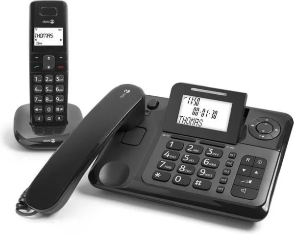 De gebruiksvriendelijke Doro Comfort 4005 is ideaal als u op zoek bent naar draadloze en vaste telefoons die goed samenwerken en mooi bij elkaar passen. Doordat het DECT-basisstation in de vaste telefoon zit ingebouwd, heeft uw draadloze handset een kleine oplaadbasis. Deze is uit te breiden tot maximaal 4 draadloze telefoons.