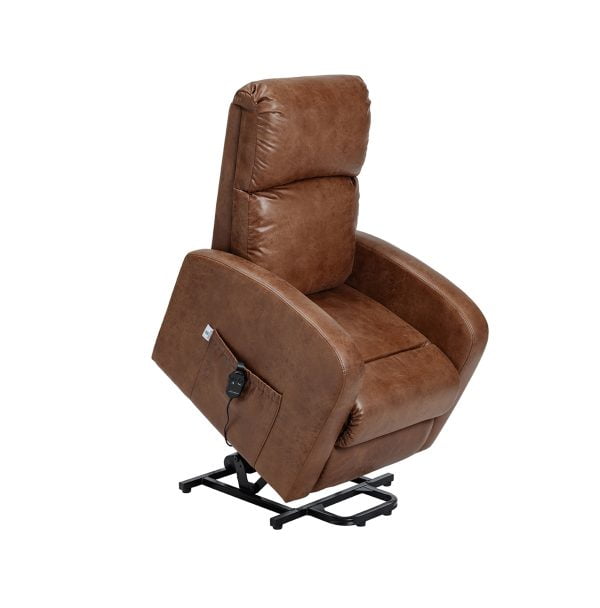 Lazy-up sta-opstoel met 1 motor is een heerlijke relaxstoel in kleur bruin