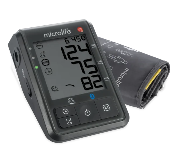 Microlife bloeddrukmeter BP B6 Connect BT die uitgerust is met alle denkbare functies en koppeling naar de smartphone of pc.