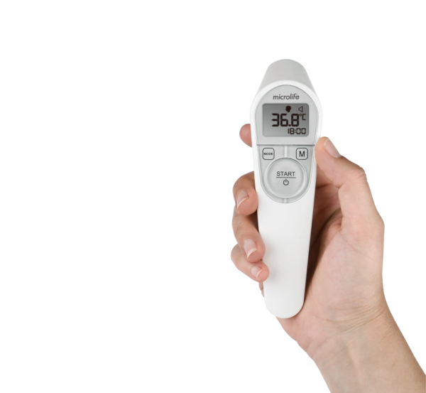 De Microlife NC 200 contactloze thermometer verricht automatisch een temperatuurmeting op een afstand van maximaal 5 cm.