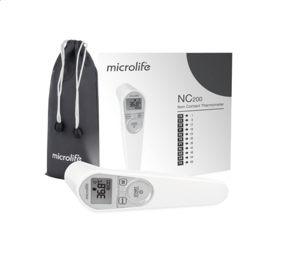 De Microlife NC 200 contactloze thermometer verricht automatisch een temperatuurmeting op een afstand van maximaal 5 cm.