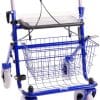 Rollator met duwbeugel en eenzijdige rem in kleur blauw linker rem