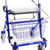 Rollator met duwbeugel en eenzijdige rem in kleur blauw rechter rem