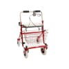 Rollator met duwbeugel en eenzijdige rem in kleur rood, links