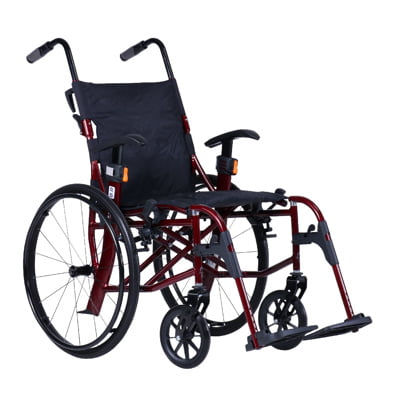 De lichtgewicht zelfbeweger rolstoel weegt slechts 10,9 kg. Dit is de kleur rood.